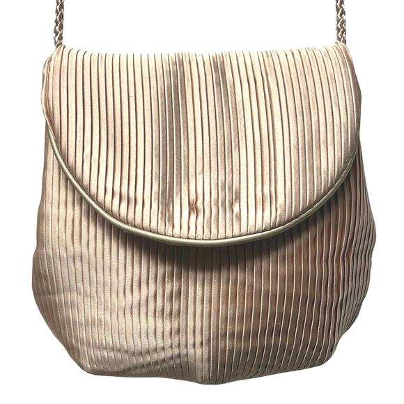 Le-Ann Champagne Color Satin 2 Piece Shoulder Bag and Coin Purse Prom Wedding - Picture 2 of 7